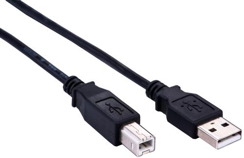 Elivi USB A til B kabel 5 meter 2.0, Svart (Stor B kontakt) (ELV-USB20AB-050B)