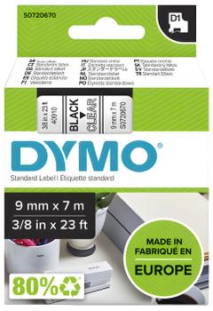 DYMO Tape D1 9mm x 7m Sort/Klar (S0720670)