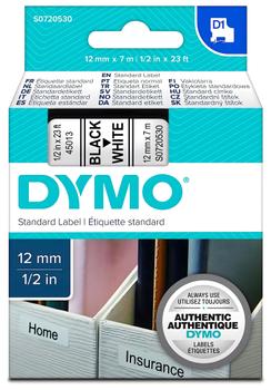 DYMO Tape D1 12mm x 7m Sort/Hvit (S0720530)