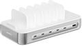 4SMARTS Charging station Team 100W, 1x USB-A port, 5x USB-C ports, includes 6 cables, Silver