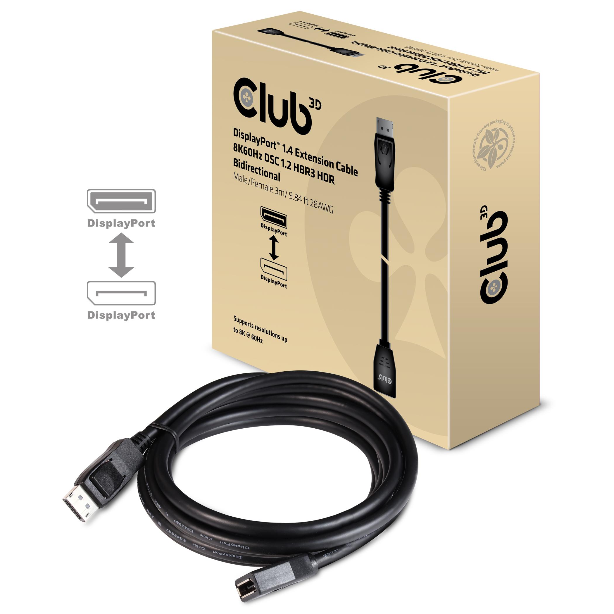 Club 3d Displayport Kabel 1 4 Verla Ngerung 3m 8k60hz St Bu Retail Snarkeyp