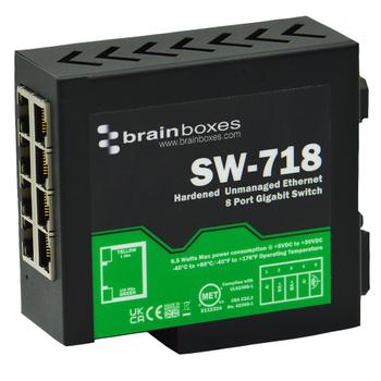 BRAINBOXES Hardened Industrial 8 Port Gigabit Ethernet Switch (SW-718)
