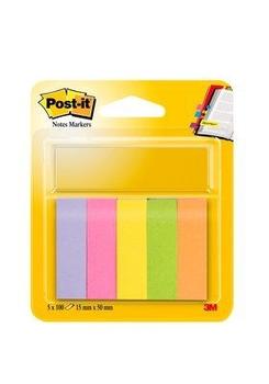 3M Post-it Neon Markers Märkflik 15*50mm 5*100st cerise/ grön/ neongul/ orange/ lila papper (7100172770*6)