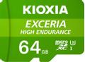 KIOXIA microSDXC 64GB Exceria High Endurance 100/65MB/s UHS-1 V30 U3 C10 A1 10.000h -25-85grader C IPX7 Shock proof