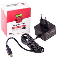 RASPBERRY PI Raspberry Pi 4 Model B virallinen virtalähde  Euro, USB-C, 5.1V, 3A, Black (SC0217)