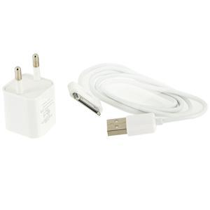 11C USB-nätadaptern med EU Plug + kabel för iPhone 3G/3GS och iPhone 4G (Vit) (EUplug)