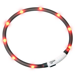 LED Lyshalsbånd,  Svart/Rød - 20-70cm (14-64961)