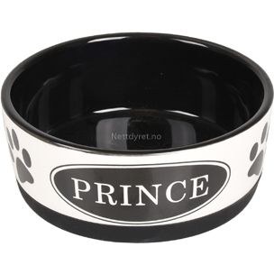Keramikkskål PRINCE 14cm 440ml Black/ White -Hundeskål (14-518467)