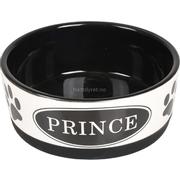  Keramikkskål PRINCE 14cm 440ml Black/White -Hundeskål