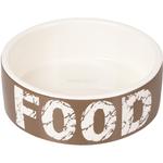 Keramikkskål FOOD/ WATER 12,5cm 280ml Taupe -Hundeskål (14-518469)