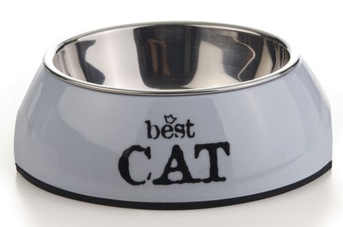 Katteskål Best Cat Lys grå 14cm -Vann-/ Matskål Katt (650400)
