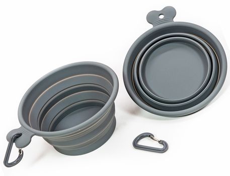 Silikon Reiseskål med Krok, Grå - 500ml (56-P14-SL305340)