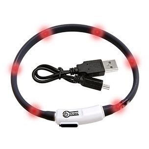 LED Lyshalsbånd til Katt - Svart/Rød (14-64967)