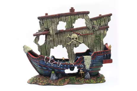  Akvariedekorasjon Piratskip - 39x14,2x31cm