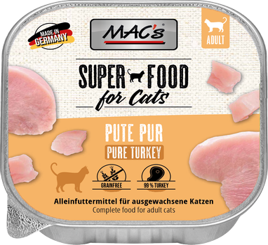 Mac's Super Food for Cats Kalkun 16x100g - Våtfôr (50-502x16)