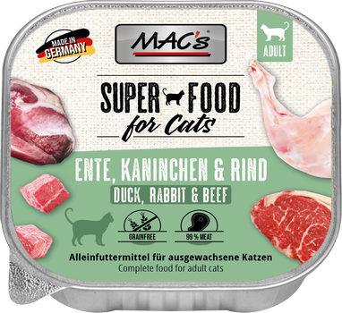 Mac's Super Food for Cats And, Kanin og Storfe 16x100g - Våtfôr (50-506x16)