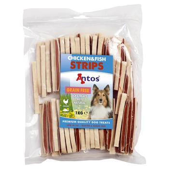 Antos Hundesnacks Kylling og Fiskestrips - 1kg (7-10737)