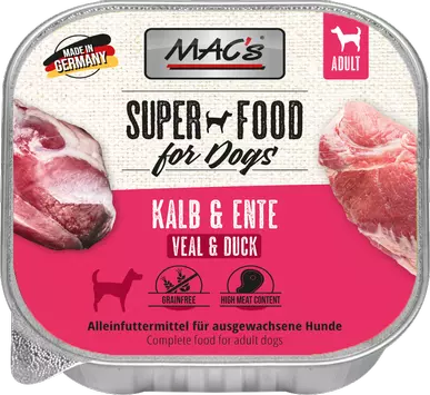  Mac's  Super Food for Dogs Kalv og And 10x150g - Våtfôr