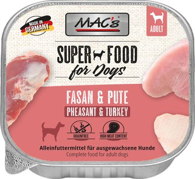 Mac's Super Food for Dogs Fasan og Kalkun 10x150g - Våtfôr (50-404x11)