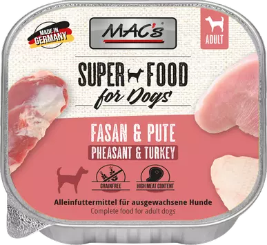 Mac's Super Food for Dogs Fasan og Kalkun 10x150g - Våtfôr