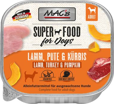 Mac's Super Food for Dogs Lam, Kalkun og Gresskar 150g - Våtfôr (50-407)