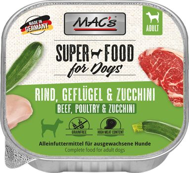 Mac's Super Food for Dogs Storfe, Fjørfe og Squash 10x150g - Våtfôr (50-408x11)
