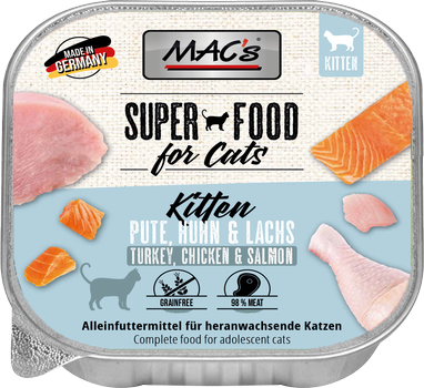 Mac's Super Food for Cats Kalkun, Kylling og Laks 16x100g - Våtfôr (50-513x16)