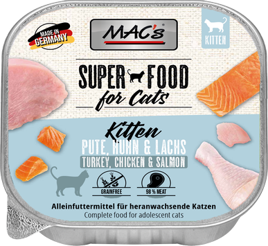  Mac's Super Food for Cats Kalkun, Kylling og Laks 100g - Våtfôr