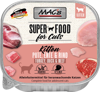 Mac's Super Food for Cats Kalkun, And og Storfe 16x100g - Våtfôr (50-509x16)