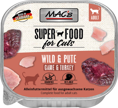 Mac's Super Food for Cats Vilt og Kalkun 16x100g - Våtfôr (50-508x16)