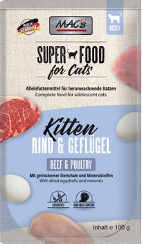 Mac's Super Food for Kittens Storfe og Fjørfe 12x100g - Våtfôr (50-858x12)