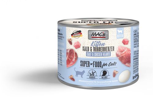 Mac's Super Food for Kittens Kalv og Kyllinghjerter Våtfôr - 6pk (50-875x6)