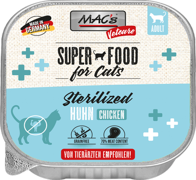 Mac's Vetcare Super Food for Cats Sterilisert,  Kylling, 100g - Våtfôr (50-580)