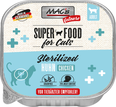 Mac's Super Food for Cats Sterilisert,  Kylling, 16x100g - Våtfôr (50-580x16)