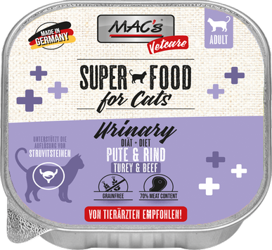  Mac's Vetcare Super Food for Cats Urinveier, Kalkun og Storfe, 16x100g - Våtfôr