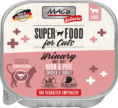 Mac's Super Food for Cats Urinveier,  Kylling og Kalkun 16x100g - Våtfôr (50-587x16)