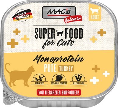  Mac's Vetcare Super Food for Cats Monoprotein, Kalkun 16x100g - Våtfôr