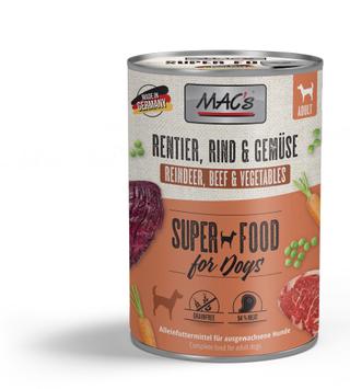  Mac's Super Food for Dogs Reinsdyr, Storfe og Grønnsaker Våtfôr