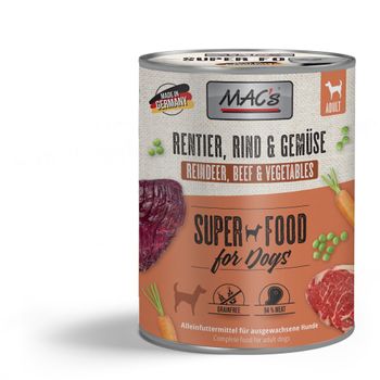 Mac's Super Food for Dogs Reinsdyr, Storfe og Grønnsaker Våtfôr - 6pk (50-947x6)