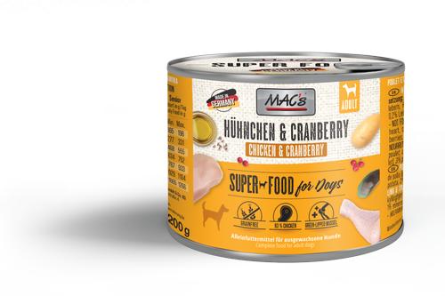 Mac's Super Food for Dogs Kylling og Tranebær Våtfôr - 6pk (50-904x6)