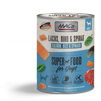 Mac's Super Food for Dogs Laks, Storfe og Spinat Våtfôr - 6pk (50-921x6)