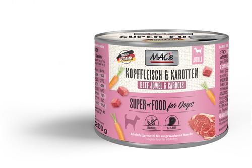 Mac's Super Food for Dogs Hodekjøtt og Gulrot Våtfôr - 6pk (50-936x6)