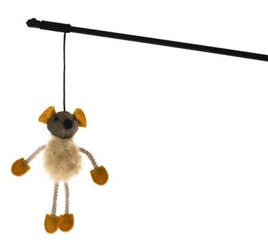  Fiskestang med Brun Mus - 15x14cm