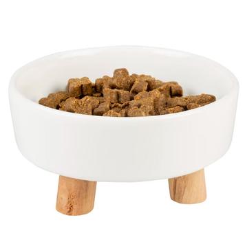 Keramikk Matskål med Trebein - Hvit (126-L13365-1500084567)