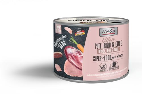 Mac's Super Food for Kittens Gourmet Kalkun, Storfe og And Våtfôr - 200g (50-826)