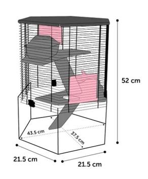 Vitru Hamsterbur,  Rød/Svart - 52cm (14-210268)