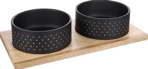 Duo Mat- og Vannskål med Brett - Svart (14-522973-1500065935)