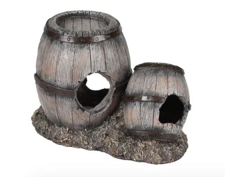 Akvariedekorasjon Tønner, Grå - 10cm (14-410142)