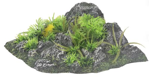 Akvariedekorasjon Stein med Planter - 23cm (14-410350)