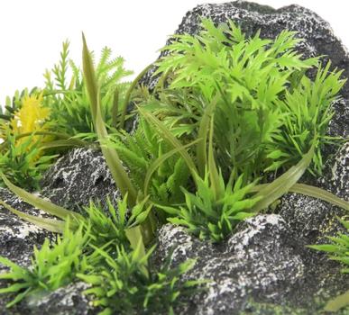 Akvariedekorasjon Stein med Planter - 23cm (14-410350)
